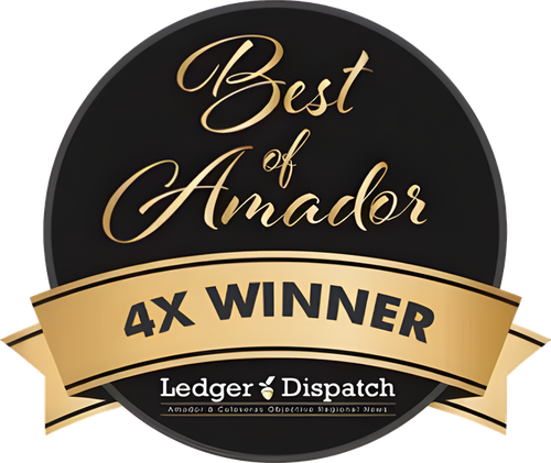 Best of Amador four-time winner seal, voted by Ledger Dispatch readers